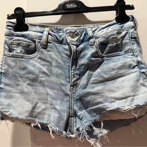 American Eagle Outfitters Light Blue Distressed Jean Shorts